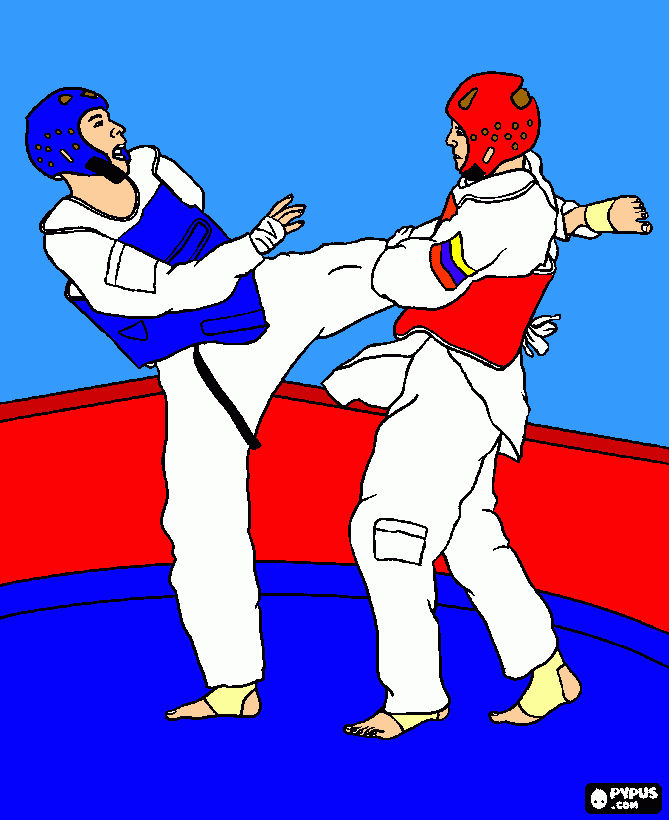 taekwondo para colorear, taekwondo para imprimir