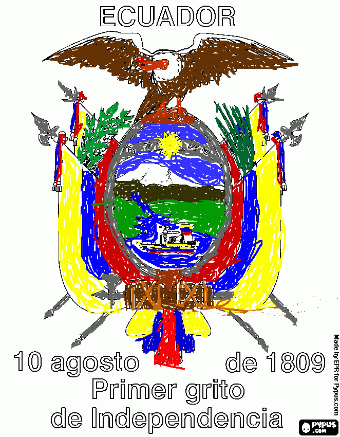 tarea el escudo de Ecuador para colorear