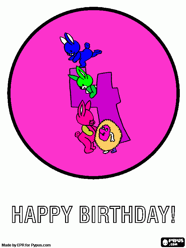 tarjeta cumpleaños niños 4 años para colorear