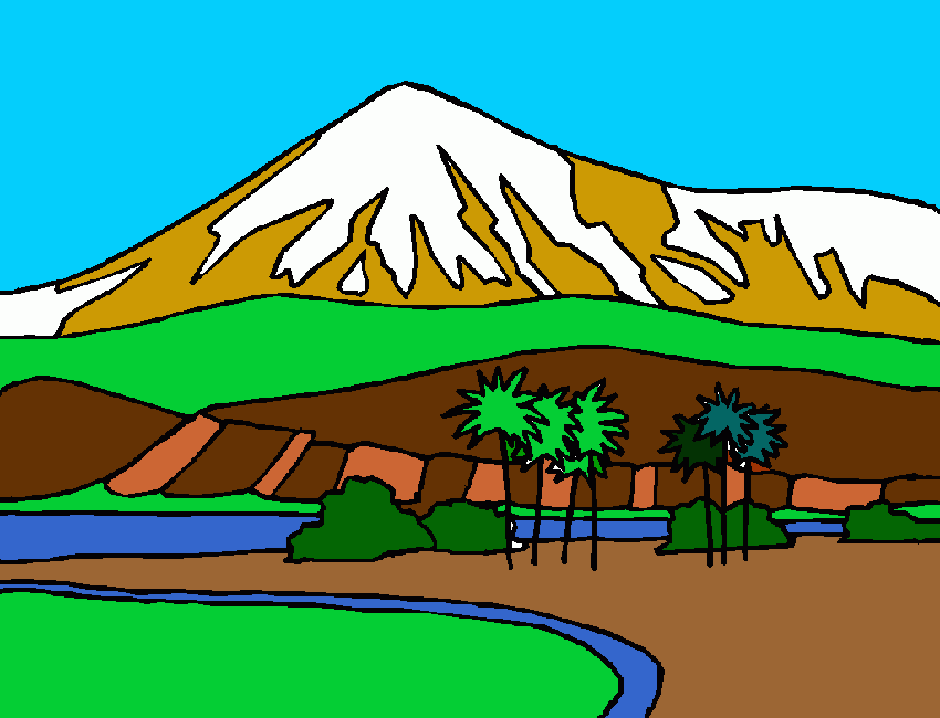 tene un volcan pasto tierra agua cielo arboles en resumen es un paisaje para colorear