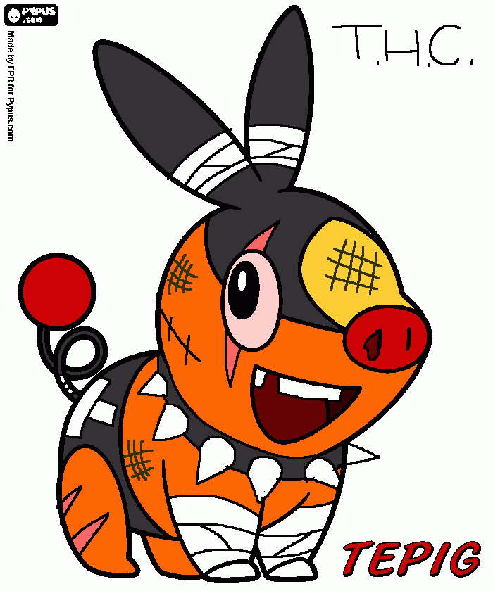 The Halloween Continent: PETA Movie Tepig para colorear