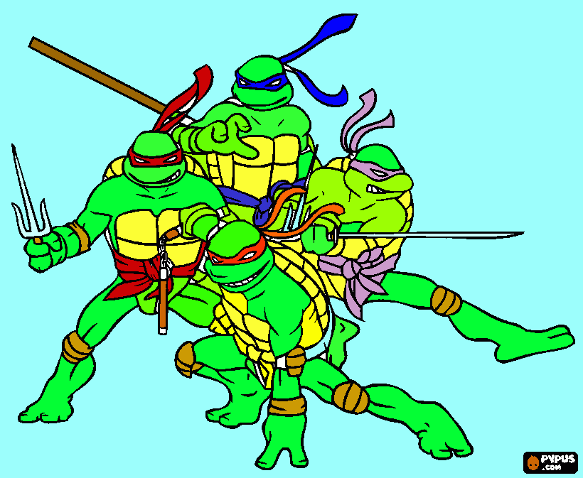 THE NINJA TURTLES para colorear