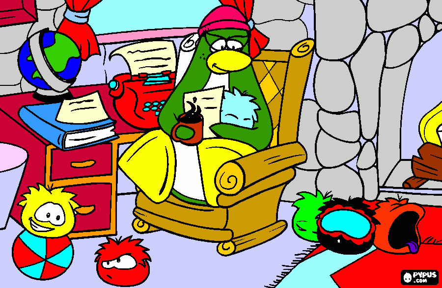 tia artic y sus puflles en su iglu para colorear