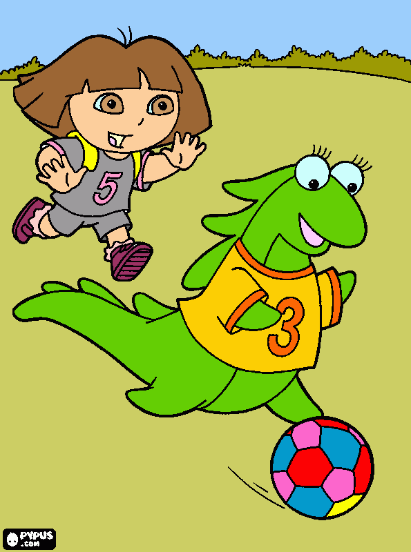 Tia Isa con Dora para colorear