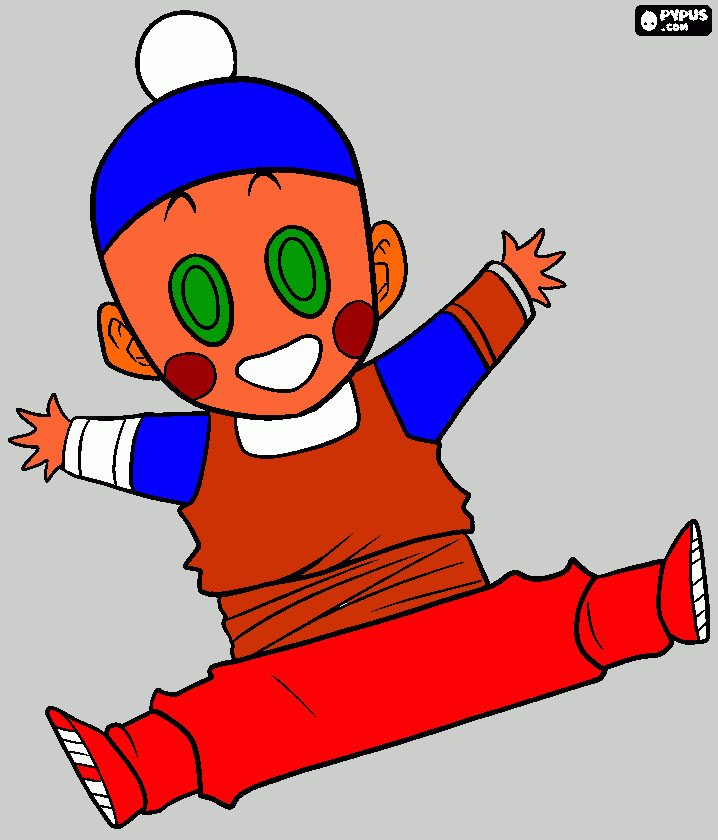 tiene ojos verdes,es de tamaño mediano para colorear