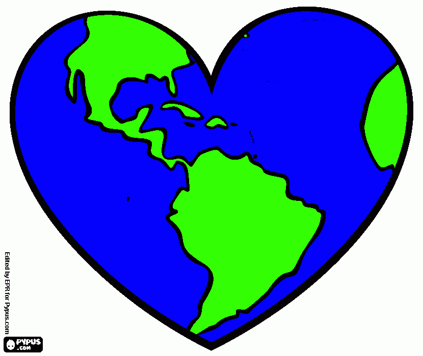 tierra en forma de corazon para colorear