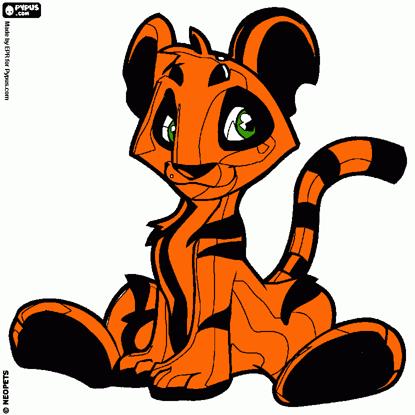 tigre re tierno para colorear