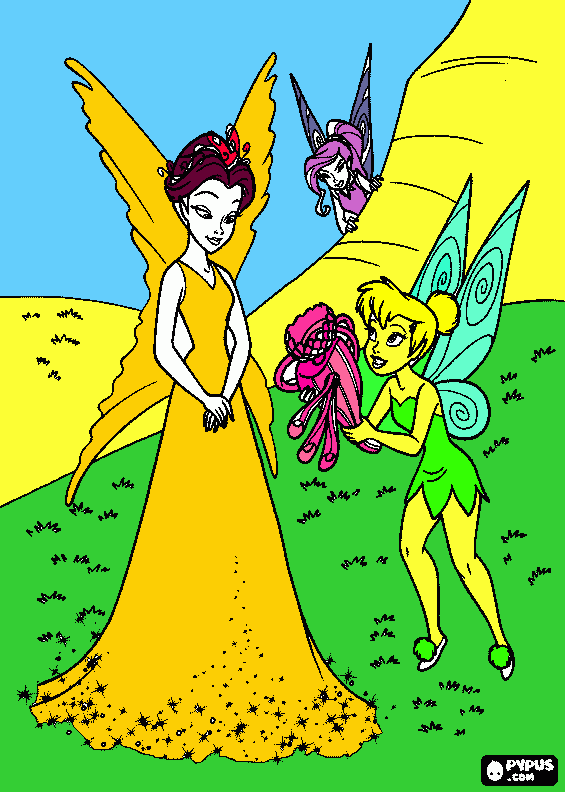tinkerbell y la reyna para colorear