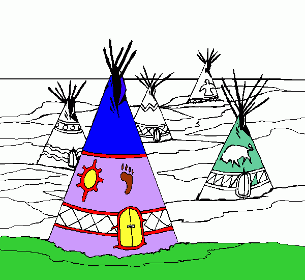 tipi indio para colorear