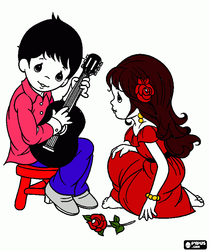 tocando guitarra para colorear
