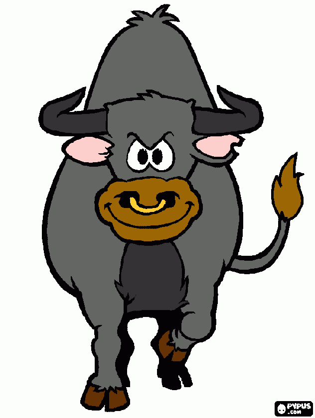 toro enfadado para colorear