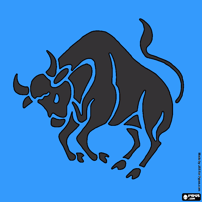 toro negro y azul para colorear
