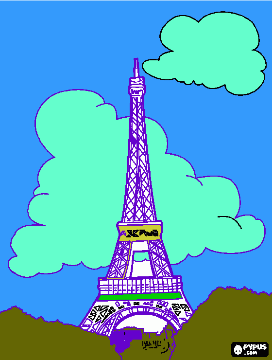torre eiffel en paris francia para colorear