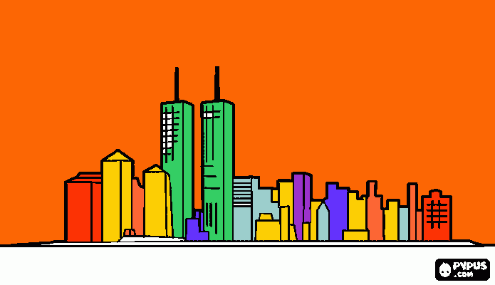 torres gemelas para colorear