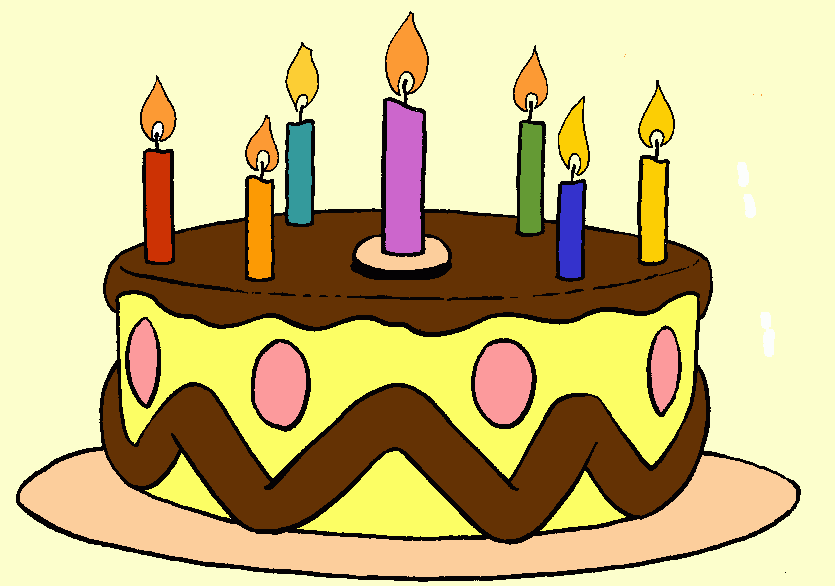 torta con siete velas para colorear
