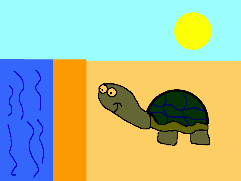 tortuga mirando el agua para colorear
