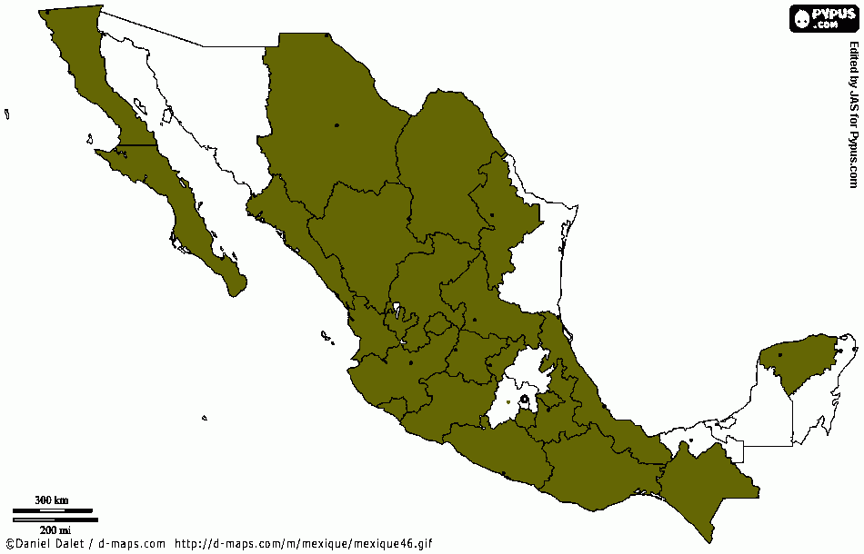 trabajo de cultura, mapa de México para colorear