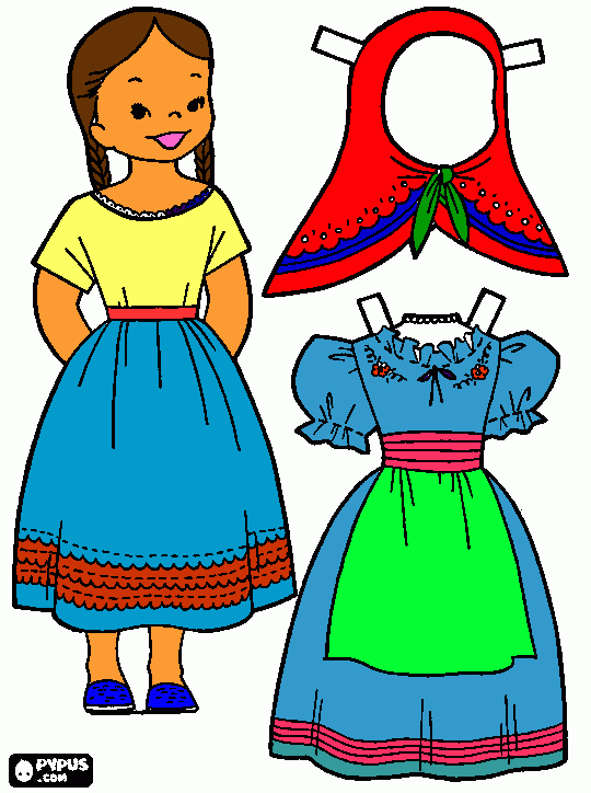 traje regional para colorear