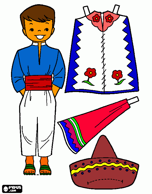 traje tipico 2 para colorear
