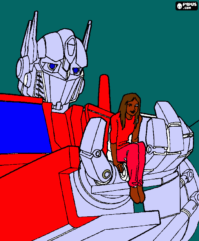 transformer pintado por ellos a los cuatro y seis años para colorear