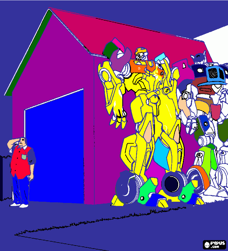 Transformers pintados por mi para colorear