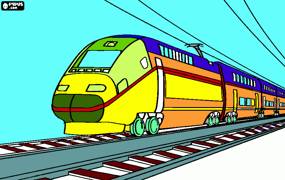 tren de pasajeros para colorear