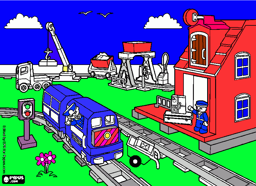 Tren Lego para colorear