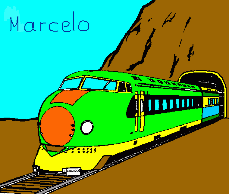 Tren saliendo de un tunel para colorear