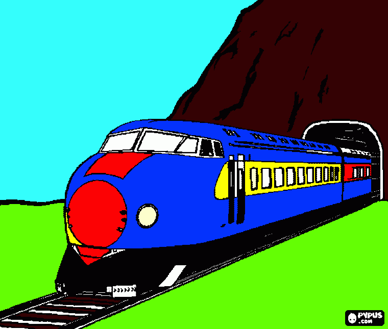 tren saliendo para colorear