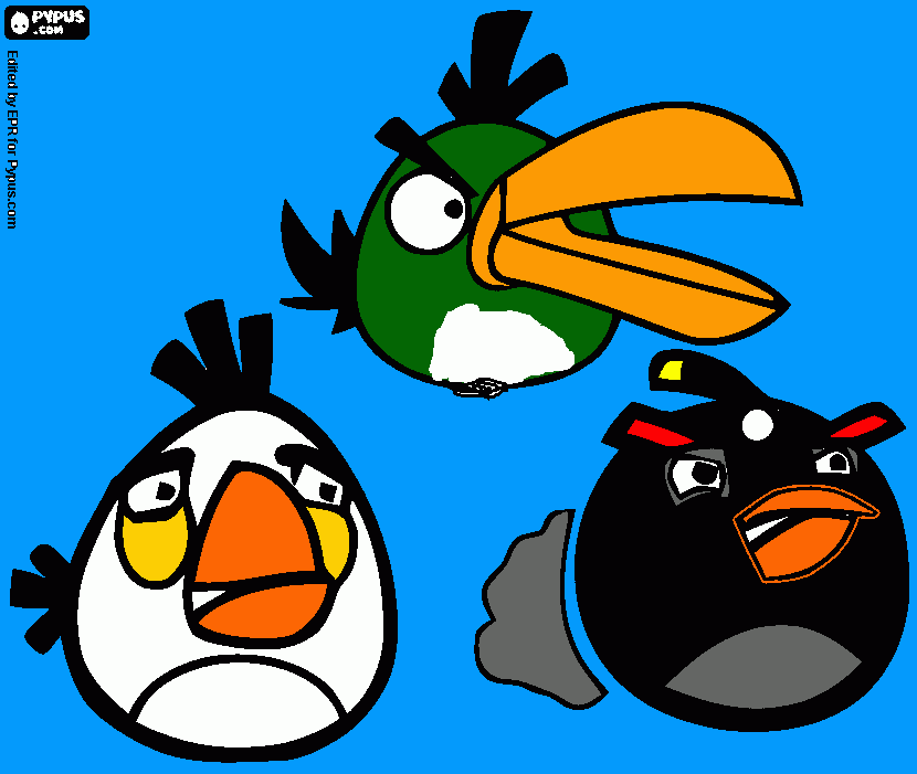 tres birs para colorear