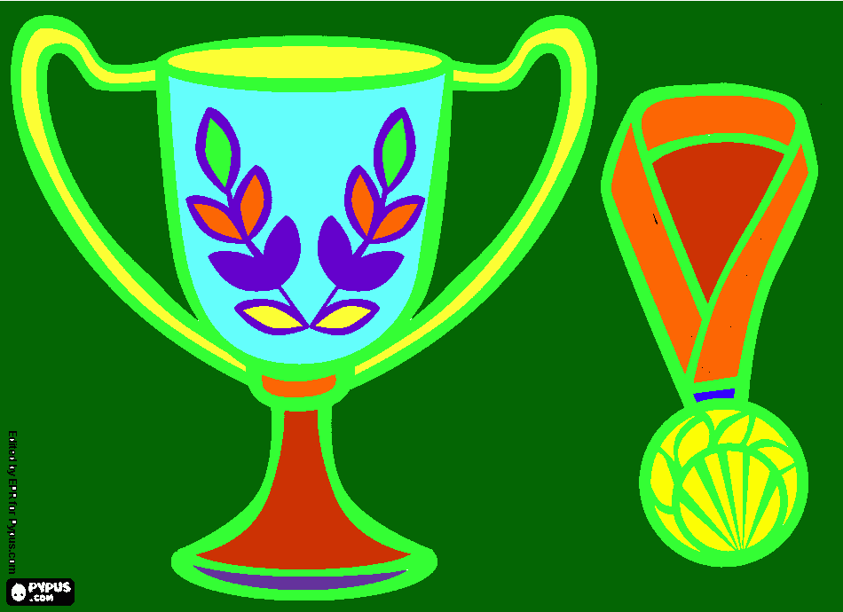 Trofeo y medalla para colorear