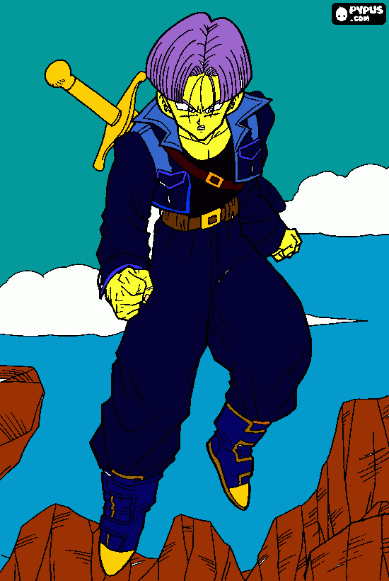 trunks del futuro medio humano medio sayajin hijo de vegeta y bulma para colorear