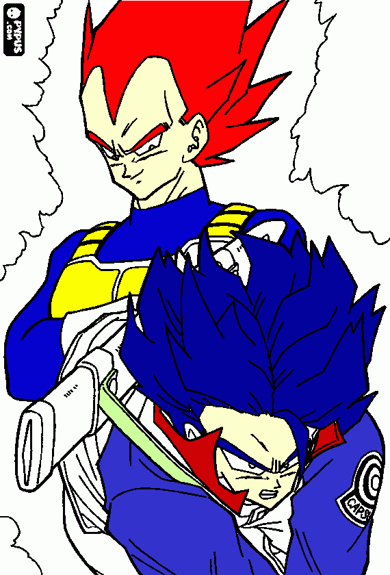 Trunks Y Vegeta SSJ GOD y SSJ BLUE EVOLUTION para colorear
