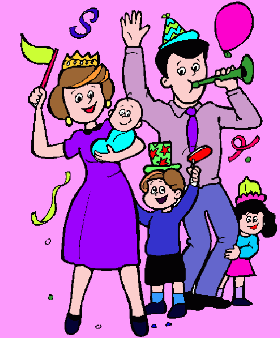 TU CUMPLEAÑOS  EN FAMILIA para colorear