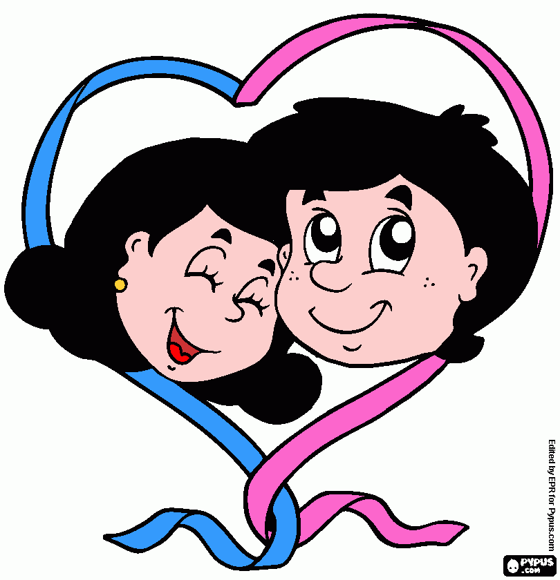 Tu y yo enamorados para colorear