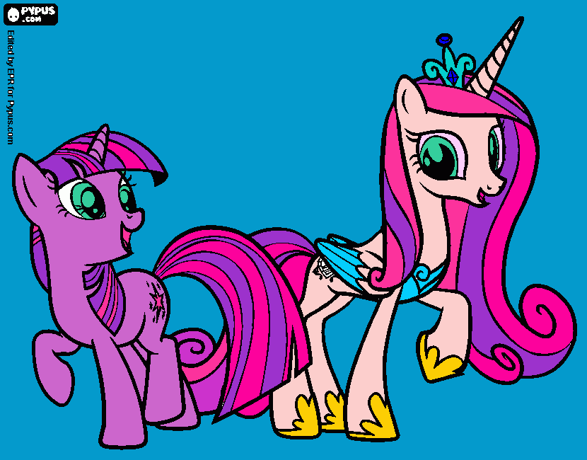 Tuailait y la princesa Cadence para colorear