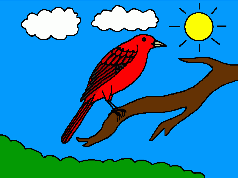 tángara roja para colorear