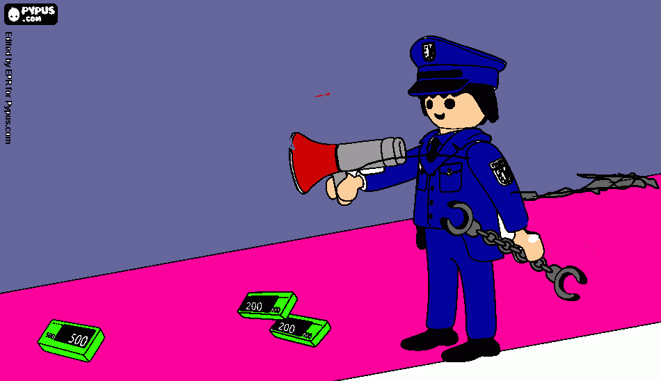 un ajente siguiendo la pista del dinero para colorear