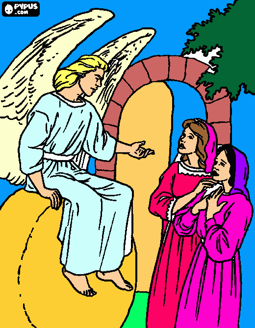 un angel hablando con maria  para colorear
