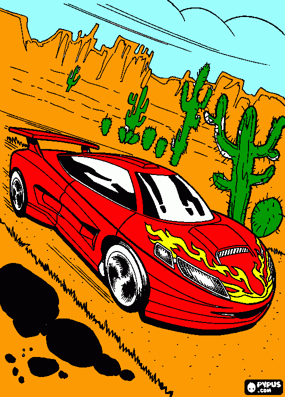 un auto de carera  para colorear