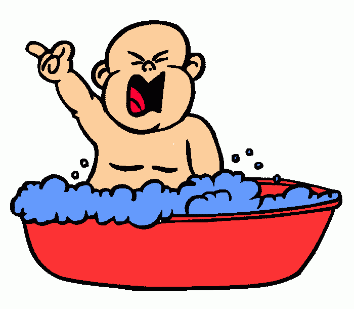 Un bebe que esta que se baña y llorando para colorear