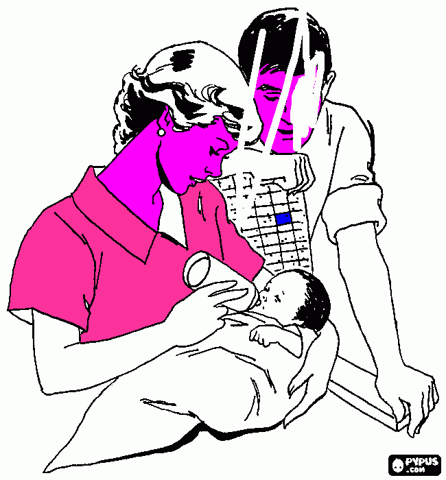un bebe tomando  tetero para colorear