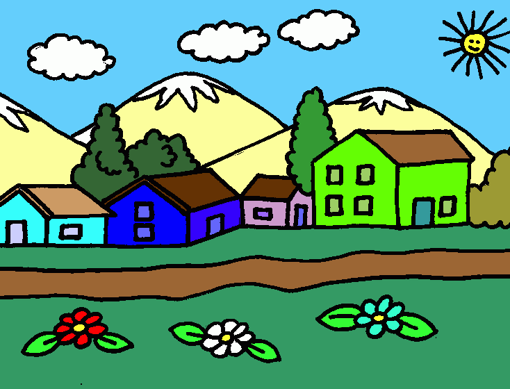 Un bello pueblito para colorear