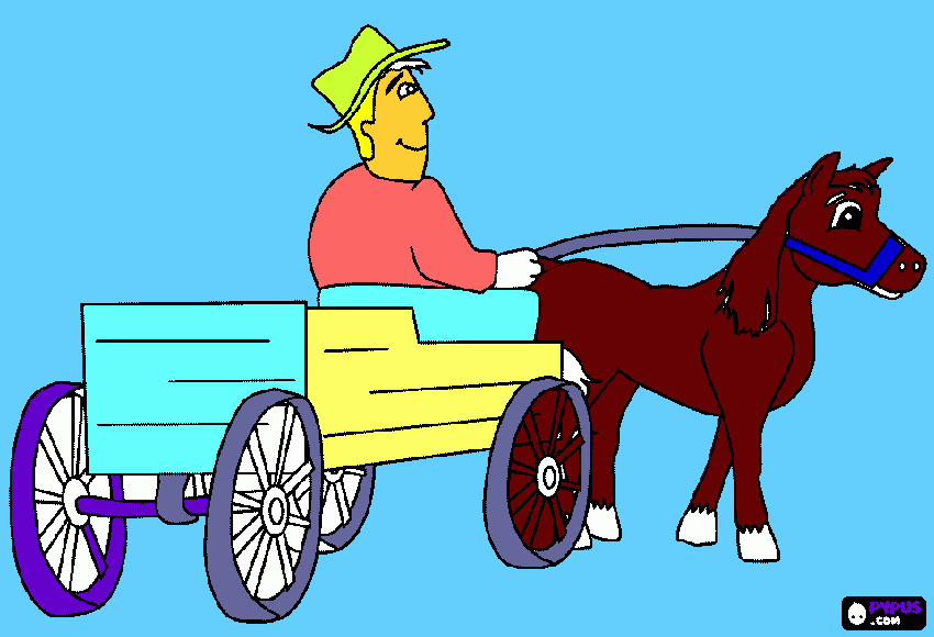 UN CABALLO CON UNA CARRETA para colorear