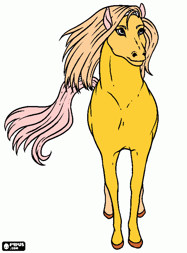 un caballo de pelaje rubio con larga cab para colorear
