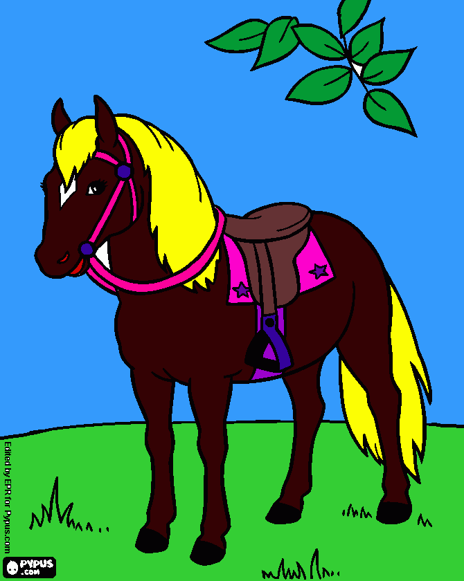 un caballo en una pradera para colorear