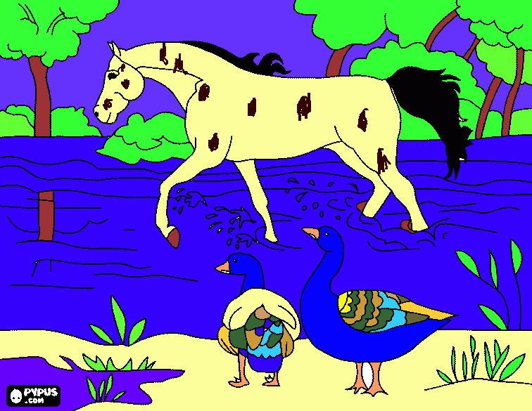 Un caballo saltando en la playa. para colorear