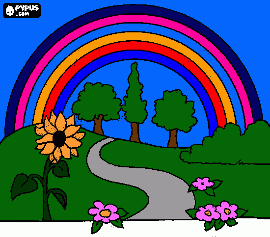 un camino al arcoiris para colorear