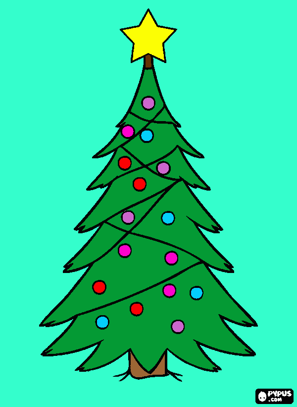 un colorido arbol navideño para colorear