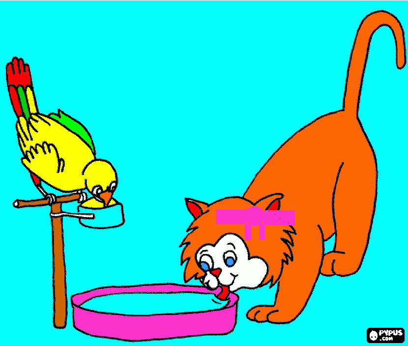 un gato con un loro  para colorear